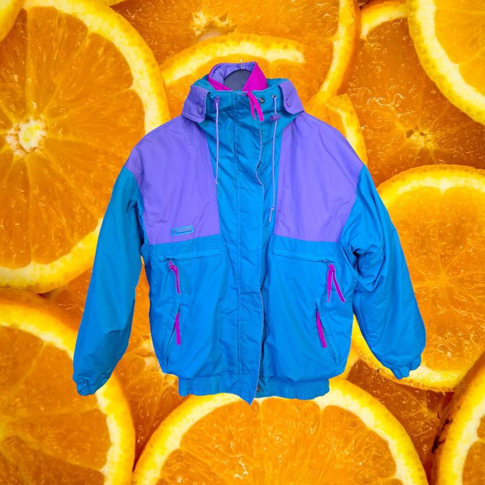 Columbia Interchangeable 2 in 1 Coat Blue/Green and Purple w/Purple Inside Coat